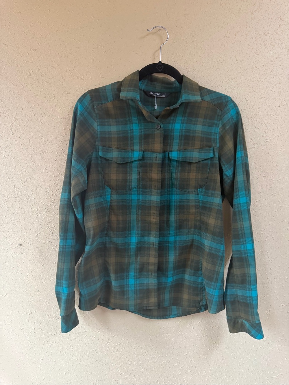 Arc'teryx Teal and Olive Plaid Button-Down Shirt